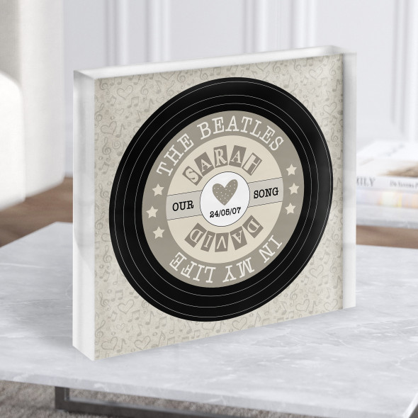 Script Square Vinyl Record Square Any Song Lyric Acrylic Block