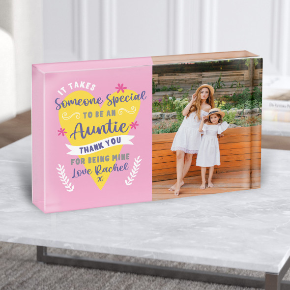 Someone Special Auntie Typographic Photo Birthday Thank You Gift Acrylic Block