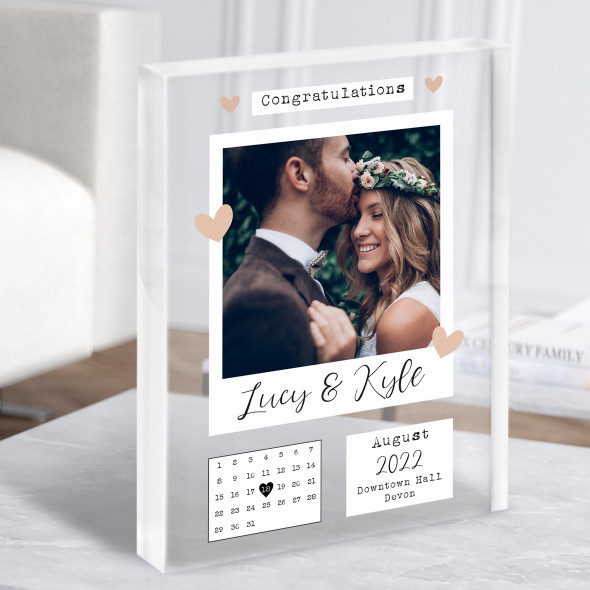 Congratulations On Your Wedding Day Photo Details Collage Gift Acrylic Block