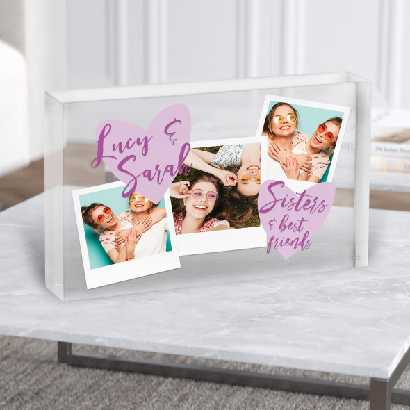 Sisters And Best Friends Photo Sister Birthday Love Purple Gift Acrylic Block