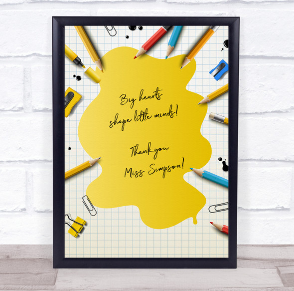 Colourful Pencils Thank You Teacher Personalised Wall Art Gift Print