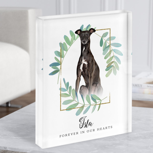 Greyhound Memorial Forever In Our Hearts Dog Pet Personalised Gift Acrylic Block