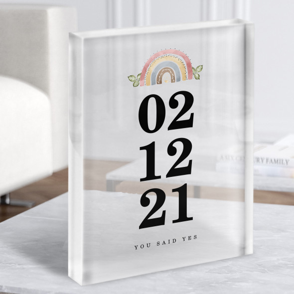 Special Date Engagement Engaged Anniversary Personalised Gift Acrylic Block