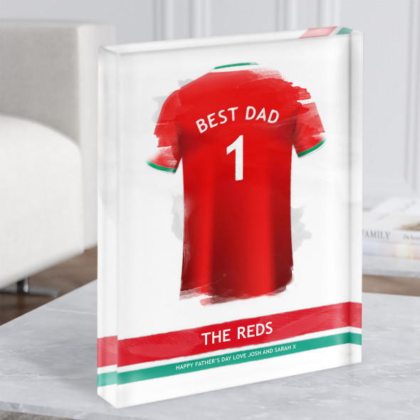 Liverpool Football Shirt Best Dad Personalised Father's Day Gift Acrylic Block