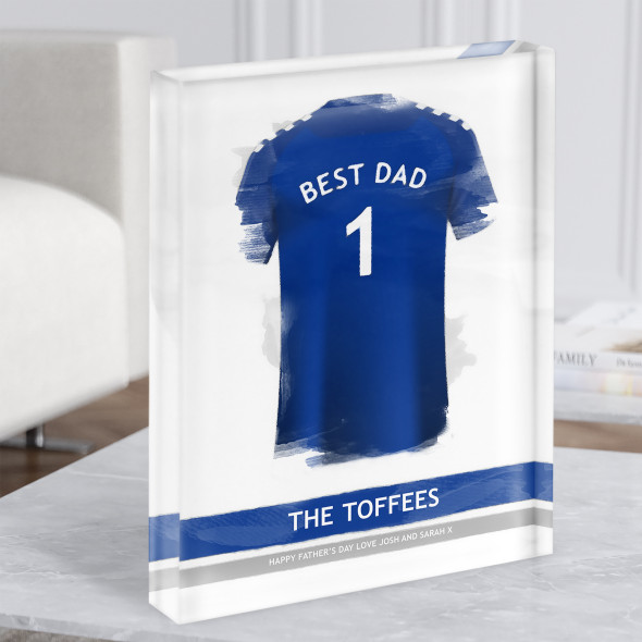 Everton Football Shirt Best Dad Personalised Father's Day Gift Acrylic Block