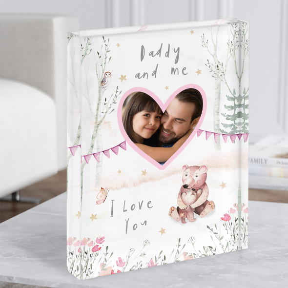 Dad & Me Watercolour Trees Bear Photo Father's Day Birthday Acrylic Block