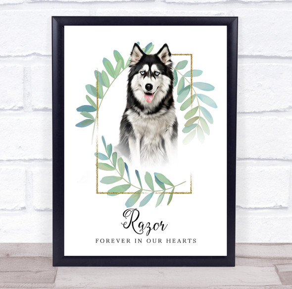 Siberian Husky Pet Memorial Forever In Our Hearts Personalised Gift Print