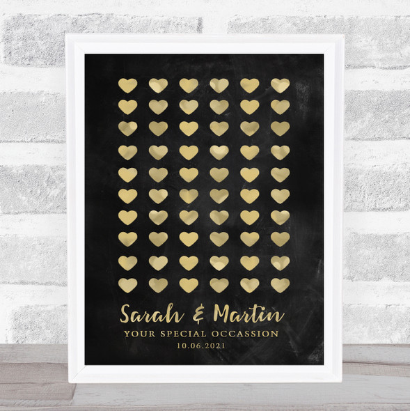 Simple Chalk Gold Hearts Special Date Names Couple Personalised Gift Print