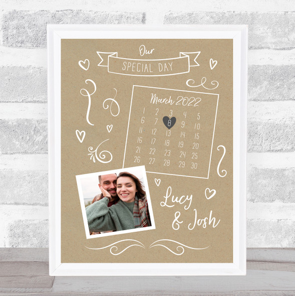 Special Day Date Photo Couple Love Wedding Anniversary Personalised Gift Print