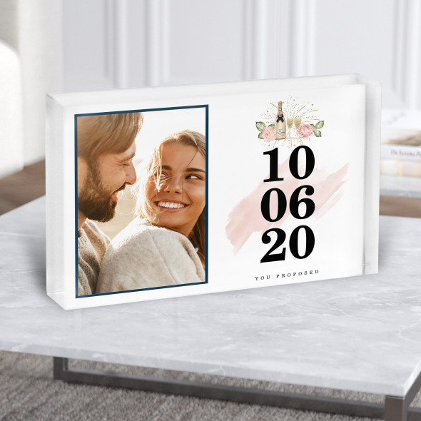 Champagne Blush Celebration Special Date Event Photo Gift Acrylic Block