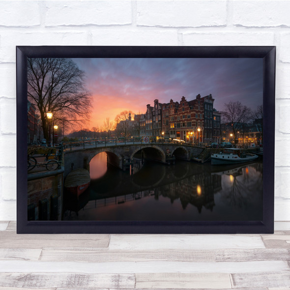 Amsterdam Netherlands Canal Travel Holland City Europe Wall Art Print