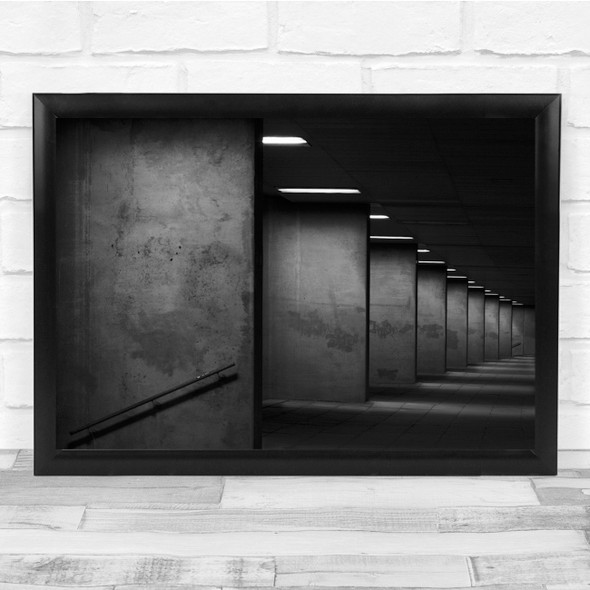 Black & White Number of Walls Lights Dark Shadow Moody Wall Art Print