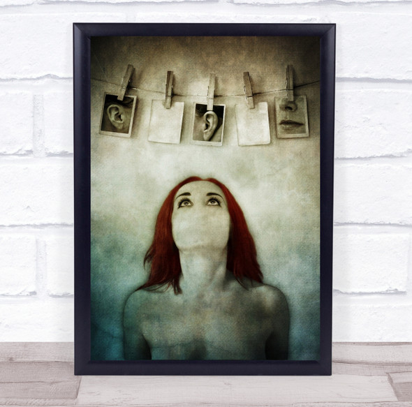 I'm Looking For Myself Woman no mouth photography ears Wall Art Print