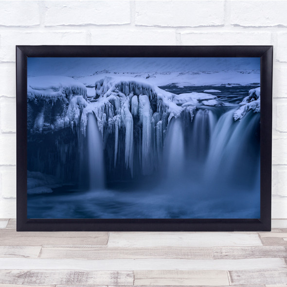 Landscape Iceland Snow Waterfall Godafoss Flow Flowing Wall Art Print
