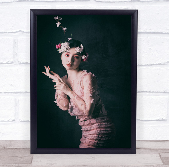 Mood Portrait Light Studio Primavera Pink Dress floral Wall Art Print