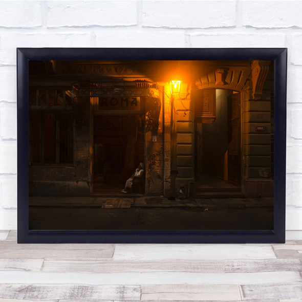 Roma Havana Cuba Reportage street light Night Portrait Wall Art Print