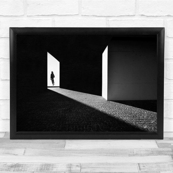 Silhouette Black & White Shadow Light Contrast Doorway Wall Art Print