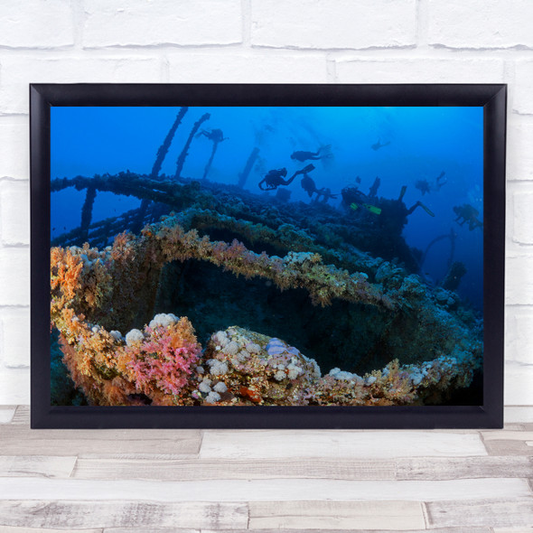 Wreck Of The Numidia sunken ship coral reef underwater Wall Art Print