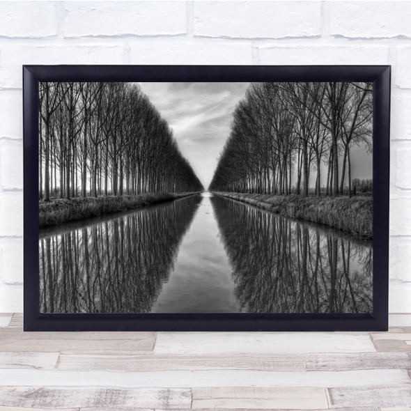 Belgium trees Polderland Landscape Canal Stream River Wall Art Print