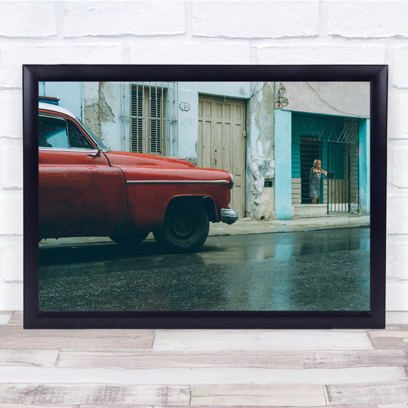 Life Car Cuba Street Taxi Classic Cars Old Urban City Wall Art Print