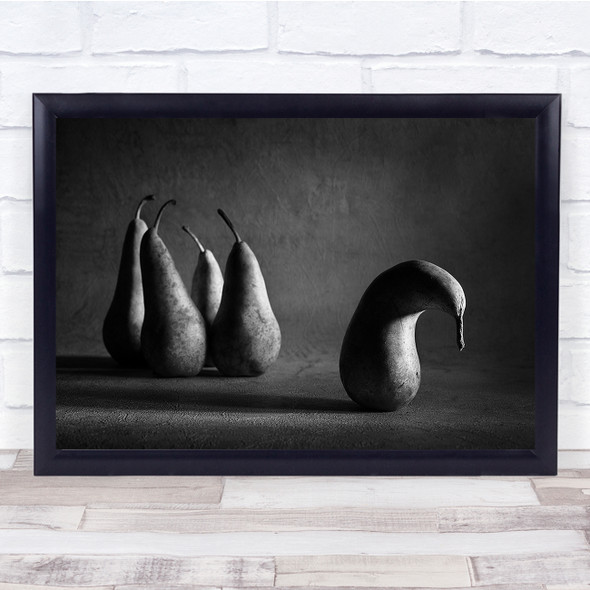 Pears Fruit Outsider Conceptual Black & White Bullied Wall Art Print