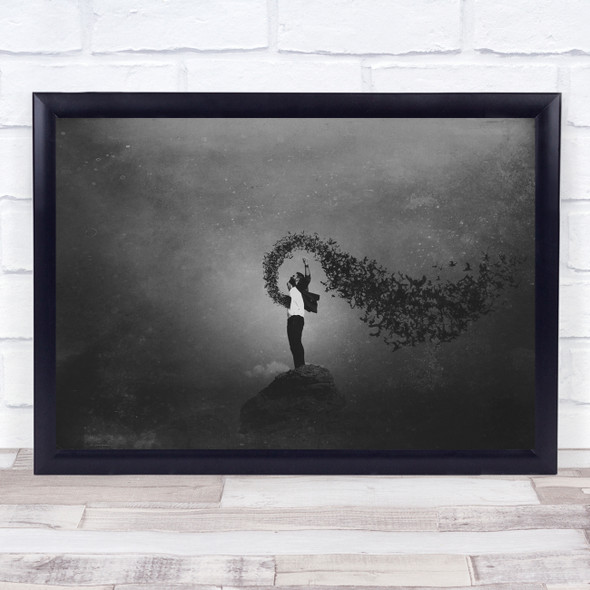 Surreal Conceptual Portrait High Hopes Birds man body Wall Art Print