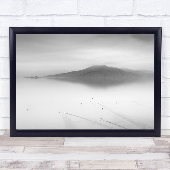 Water Landscape Lake Greece Mist Birds Mountain Coast Wall Art Print