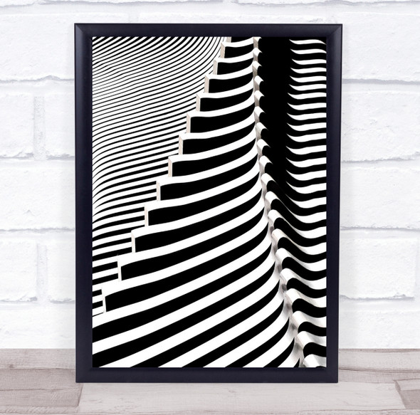 Black and white Mobilegraphy architecture Curve Wave Wall Art Print