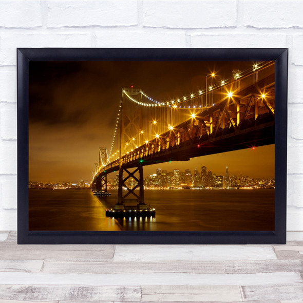 Bridge USA Night Skyline Cityscape Bay San Francisco Wall Art Print