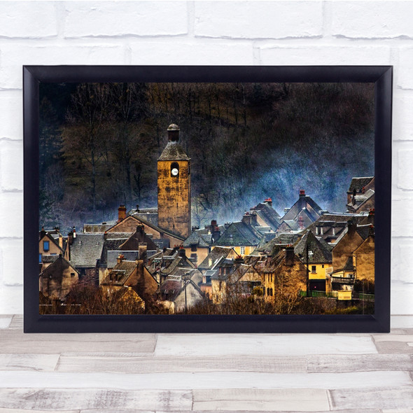 Church Tower Painterly Roof Top Clock Time Cityscape Wall Art Print