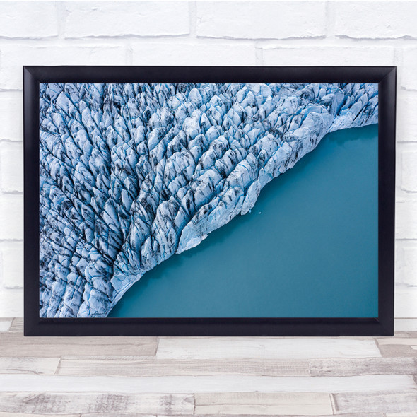 Glacier Lagoon Blue Ice Aerial perspective landscape Wall Art Print