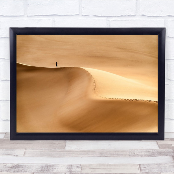 Landscape Sand Figure Silhouette Dunes Desert Tracks Wall Art Print