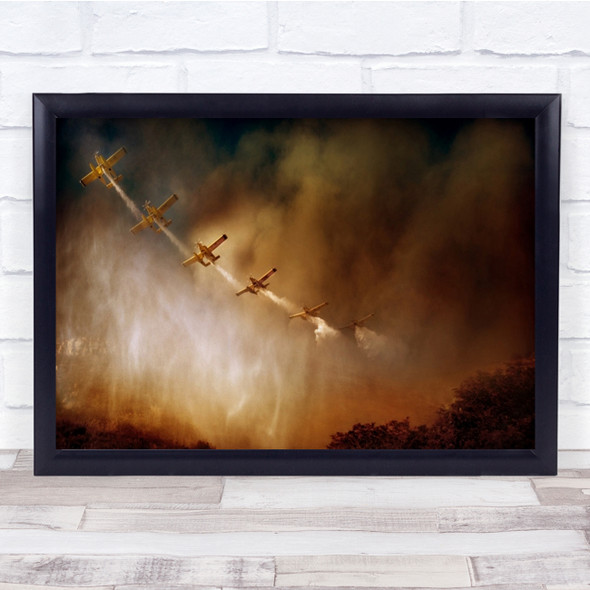 Serramezzana Italy National Park Fire Smoke Airplane Wall Art Print