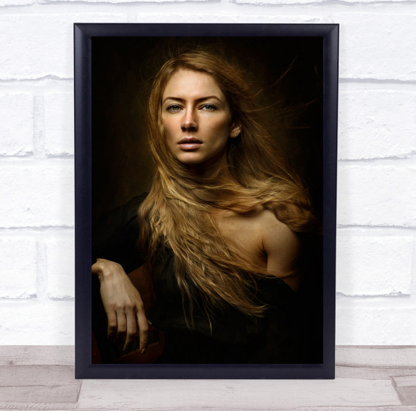 Svetlana Woman posing sandy blonde hair off shoulder Wall Art Print