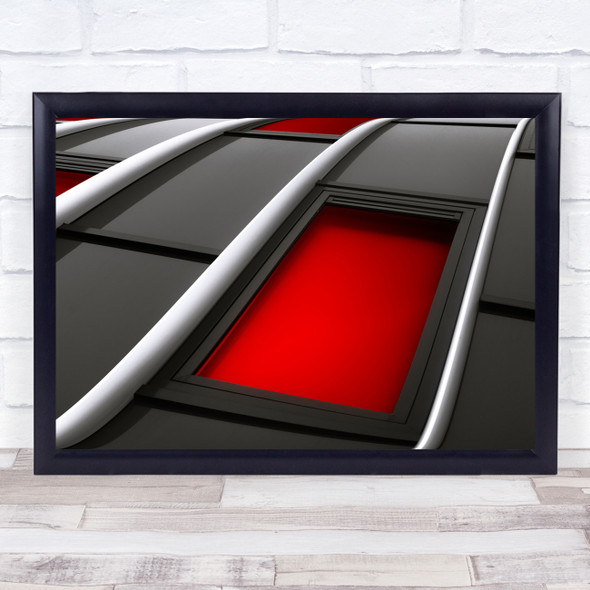 Abstract Architecture Red Grey Lines Curves Windows Wall Art Print