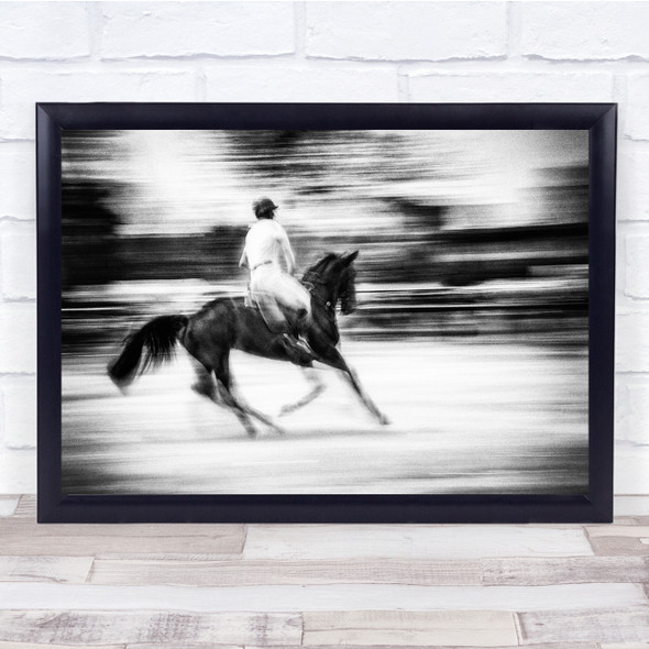 Action Horse Rider Motion Paning Blur Riding Blurry Wall Art Print