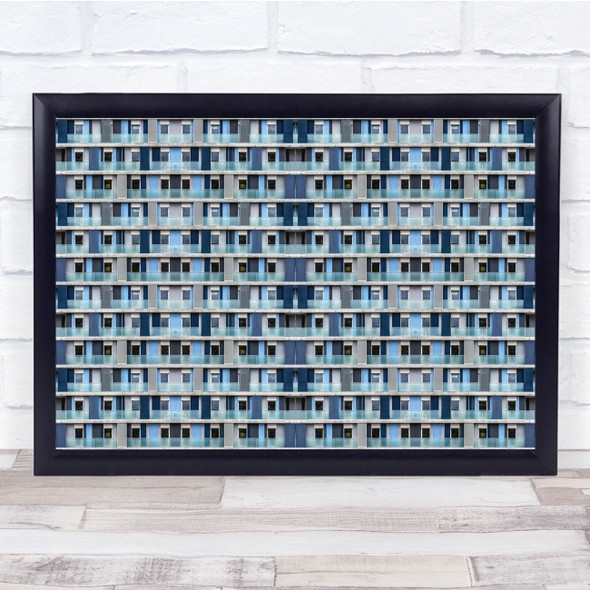 Architecture Blue Wall Facade Levels Floors Windows Wall Art Print