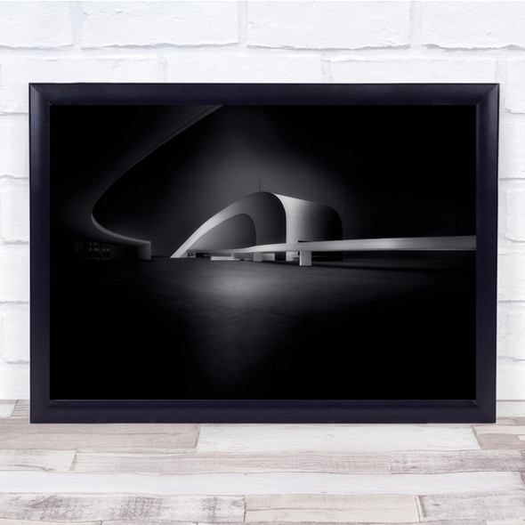 Architecture Curves Lines Modern Black & White Dark Wall Art Print