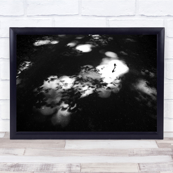 black and white open space light shadows silhouette Wall Art Print