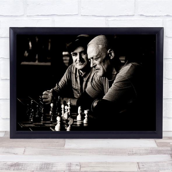 Chess Game Play Board Portrait People Match Playing Wall Art Print