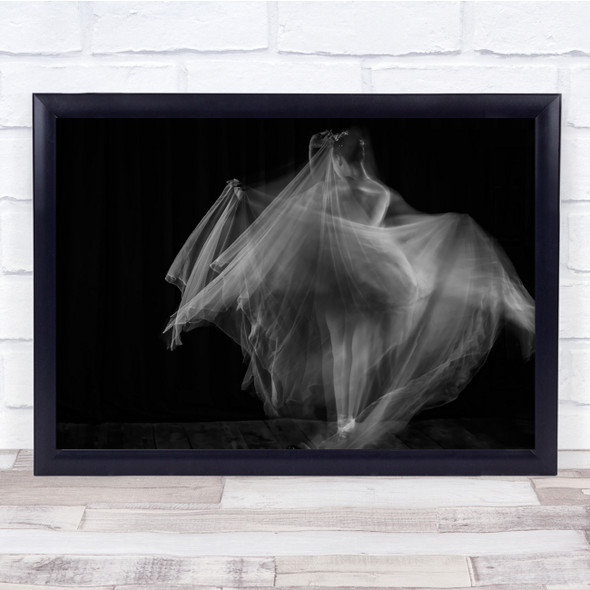 Double Exposure Multiple Black & White Dancing Girl Wall Art Print