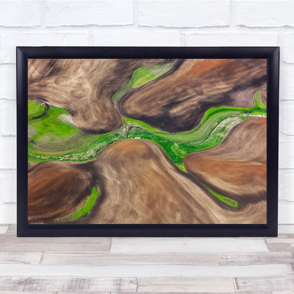 Palouse Wheat aerial view smudge greenery landscape Wall Art Print