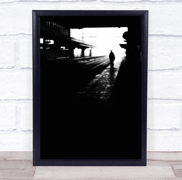 Peaceful Ghosts black and white silhouette building Wall Art Print