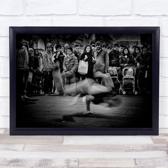 Street People Performance Spin Black White Shopping Wall Art Print