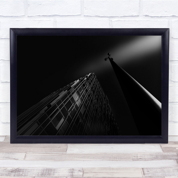 Architecture Building Black White Lamppost Spot On Wall Art Print