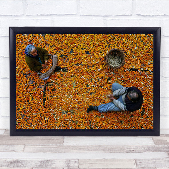 Corn Woman Pattern Lifestyle Basket Vegetable Food Wall Art Print