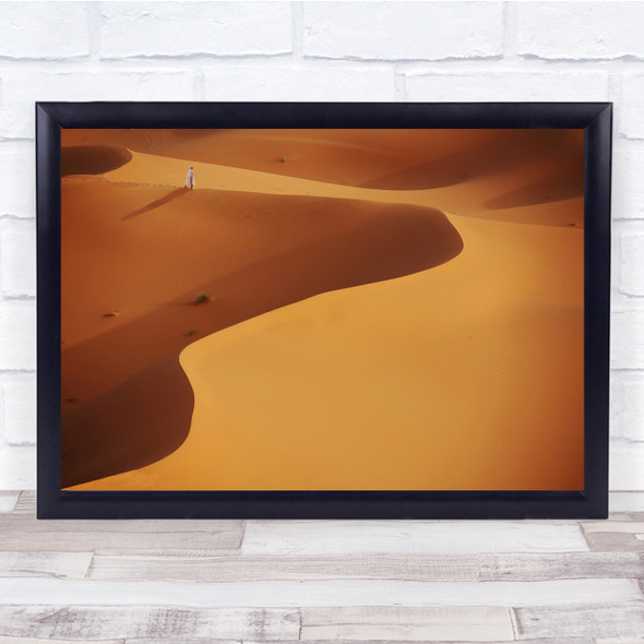 Golden Sand Desert Wanderer Dune Man Alone Shadows Wall Art Print