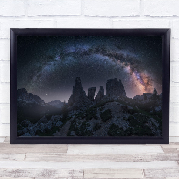 Milkyway Night Italy Mountains Cinque Torri Galaxy Wall Art Print