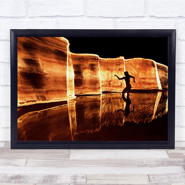 Night Landscape Woman Reflection Water Brown Dance Wall Art Print