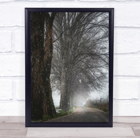 Snow One Man Trees Winter Road Solitary Prima Neve Wall Art Print